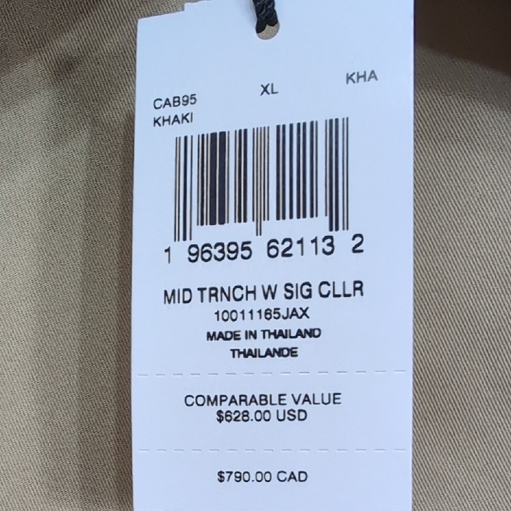 Coach Tan Trench Coat with Patterned Collar - Picture 4 of 4